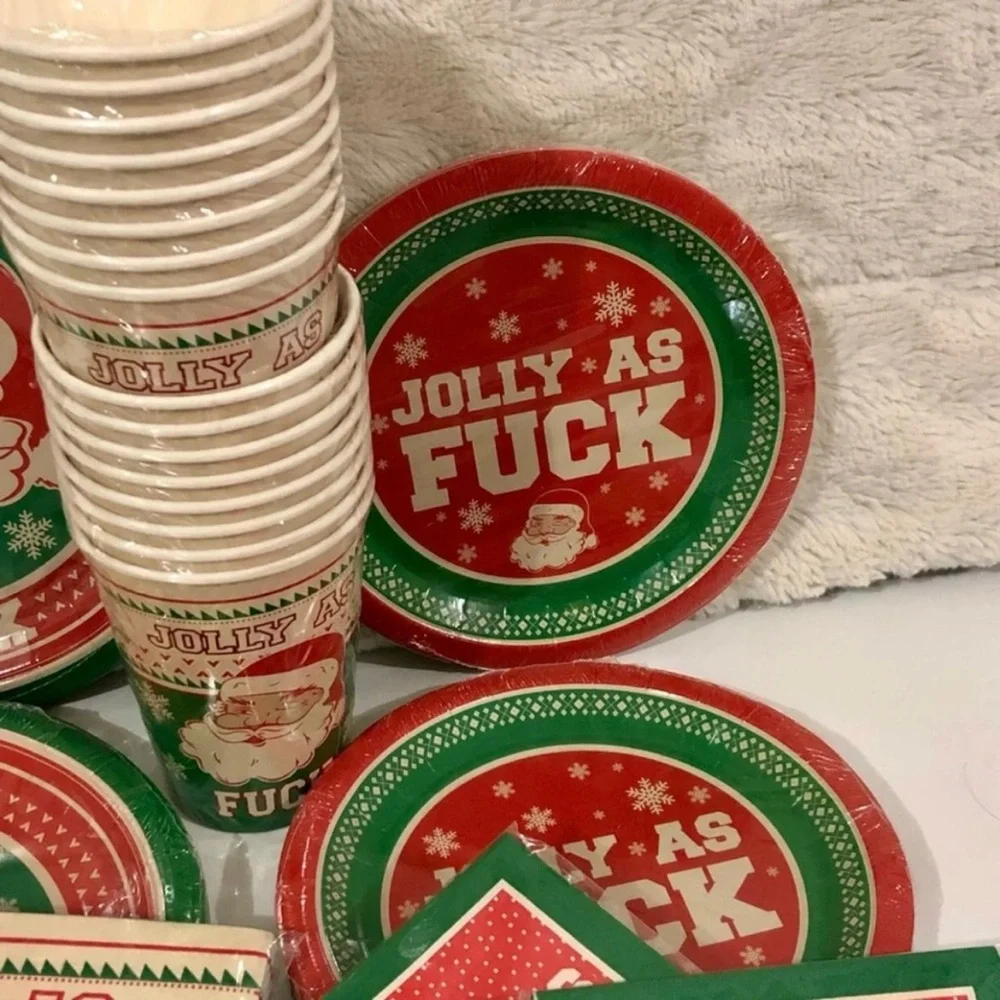 CHRISTMAS Festive Holiday Party Supplies Set - Red and Green